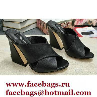 Dolce & Gabbana Heel 11cm Mules Calfskin Black with Geometric Heel 2022